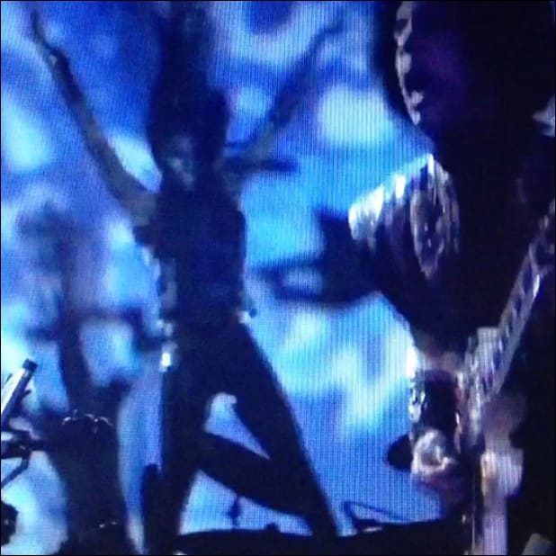 The guitar master and my flying braids during an EPIC performance of Something In The Water this weekend. #prince